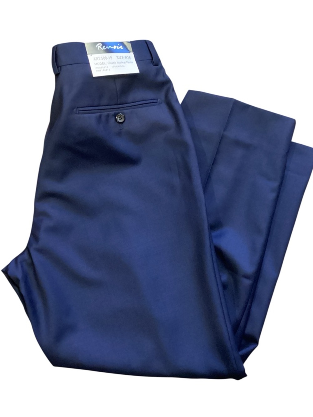 Renoir Navy Wool Dress‎ Pants 36R NWT Flat Front Classic Fit